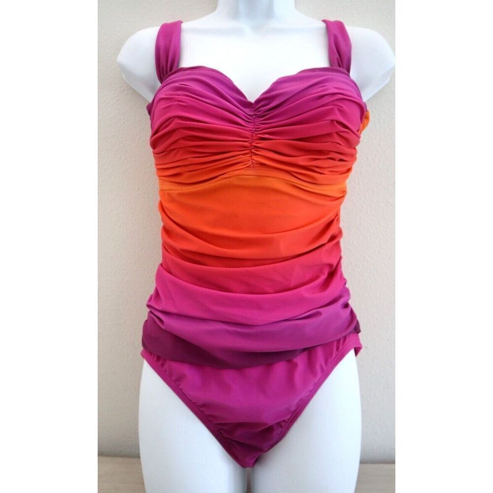 Bleu Rod Beattie Sz 10 Purple Crush Cool Breeze Shirred Underwire One-Piece